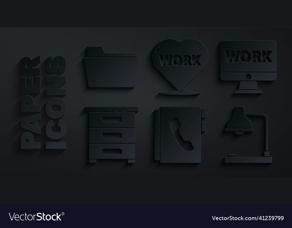 Set address book monitor with text work drawer vector image Set address book monitor with text work drawer