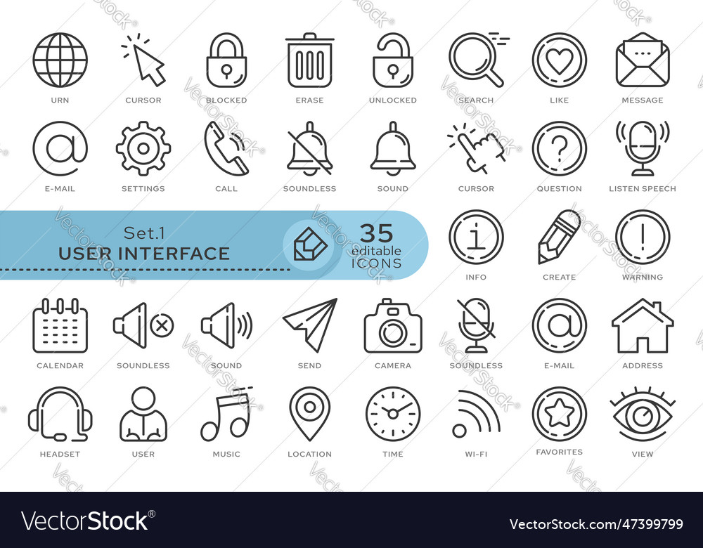Set icons user interface 01 vector image Set icons user interface 01