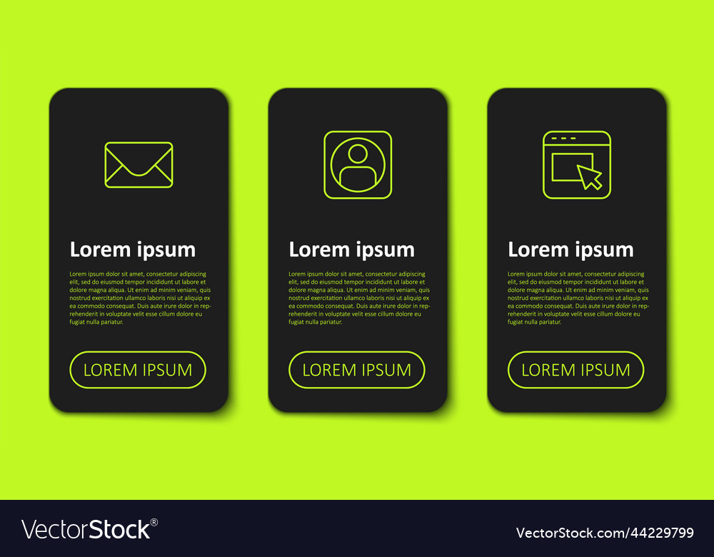 Set line mail and e-mail create account screen vector image Set line mail and e-mail create account screen
