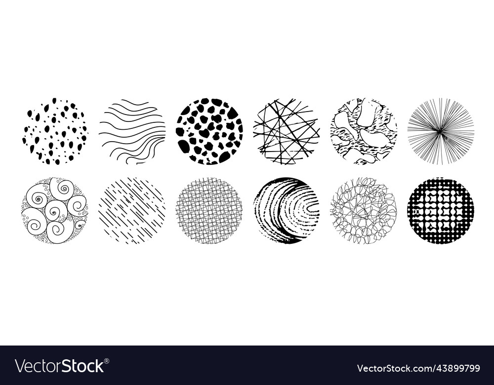 Set of round abstract black backgrounds hand-drawn vector image Set of round abstract black backgrounds hand-drawn