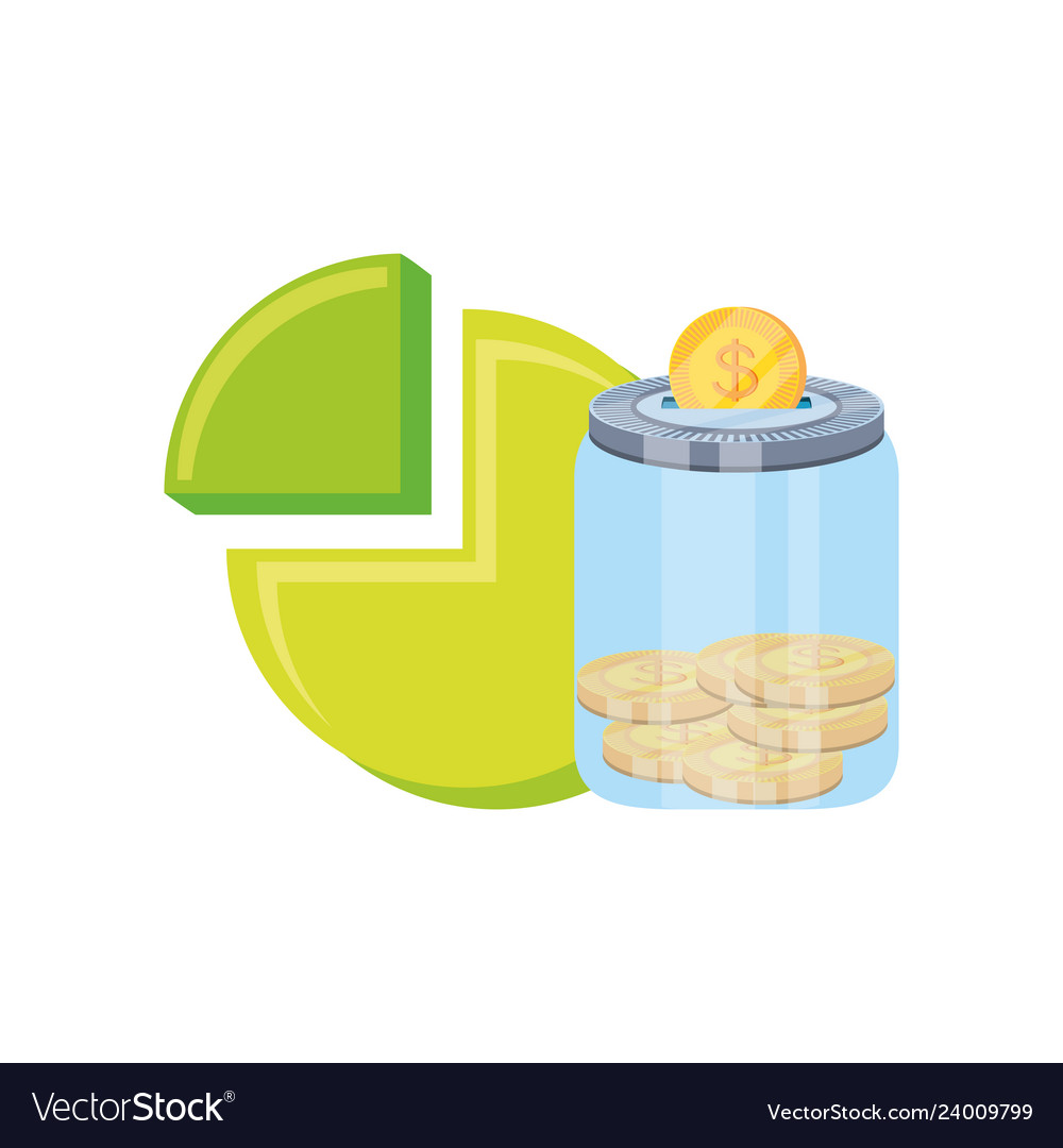 Statistic graph of pie with saving coins Vector Image Statistic graph of pie with saving coins