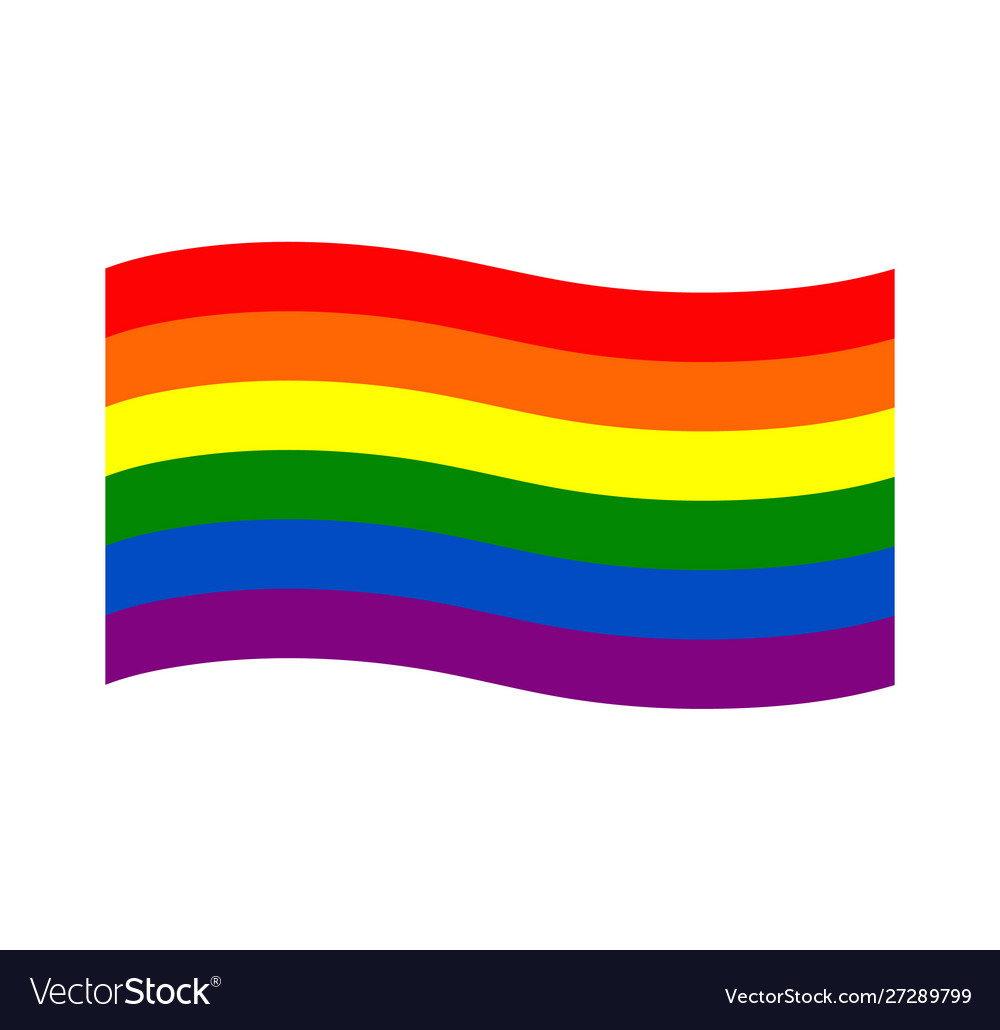 Waving rainbow flag movement lgbt flat icon Vector Image