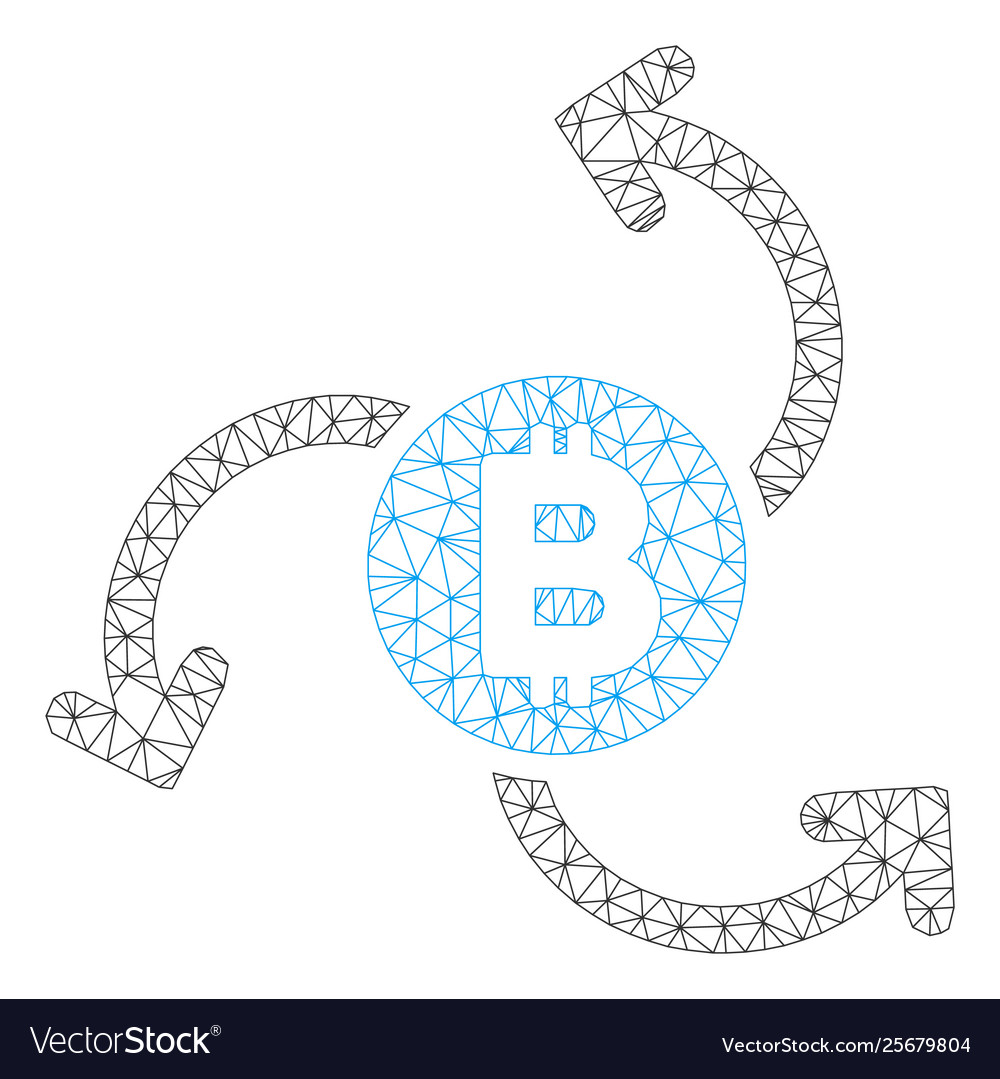 Bitcoin source swirl mesh carcass model vector image Bitcoin source swirl mesh carcass model