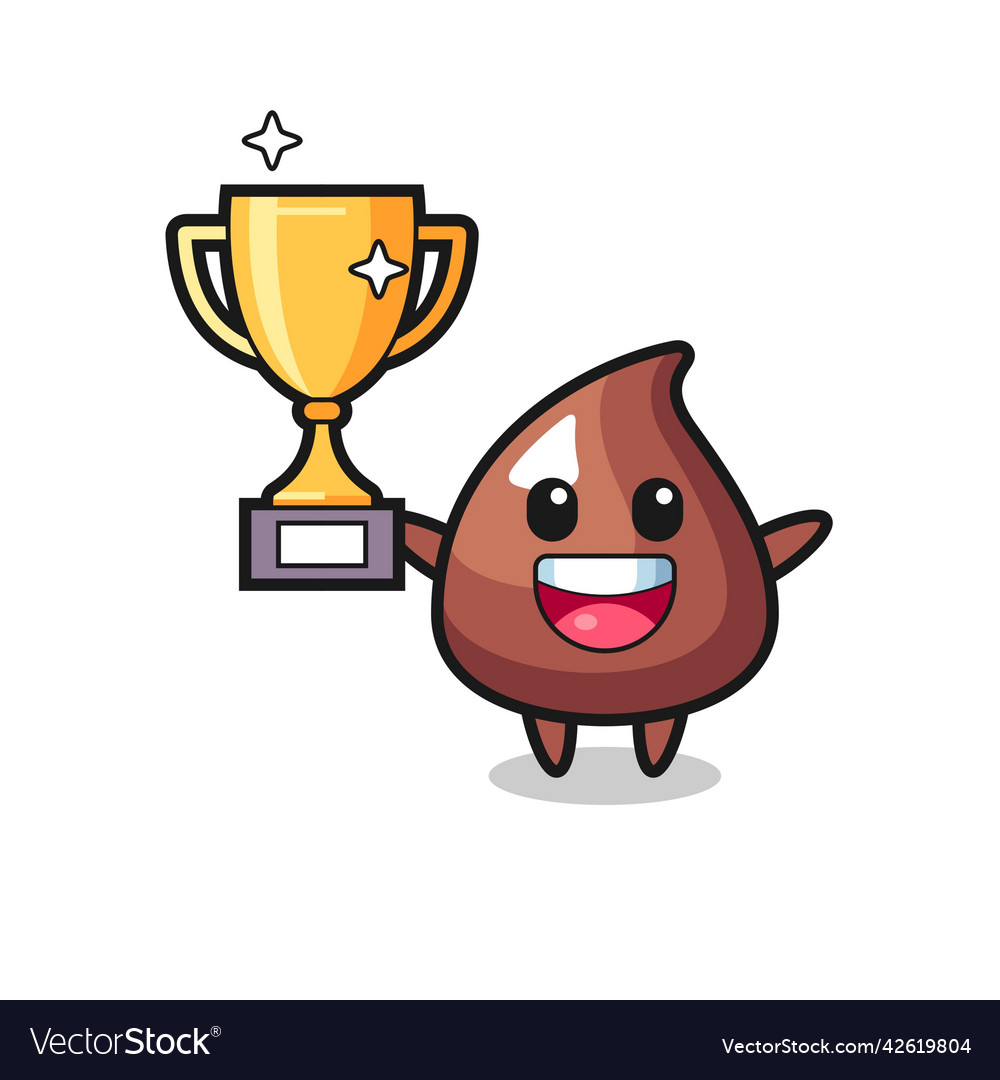 Cartoon of choco chip is happy holding up