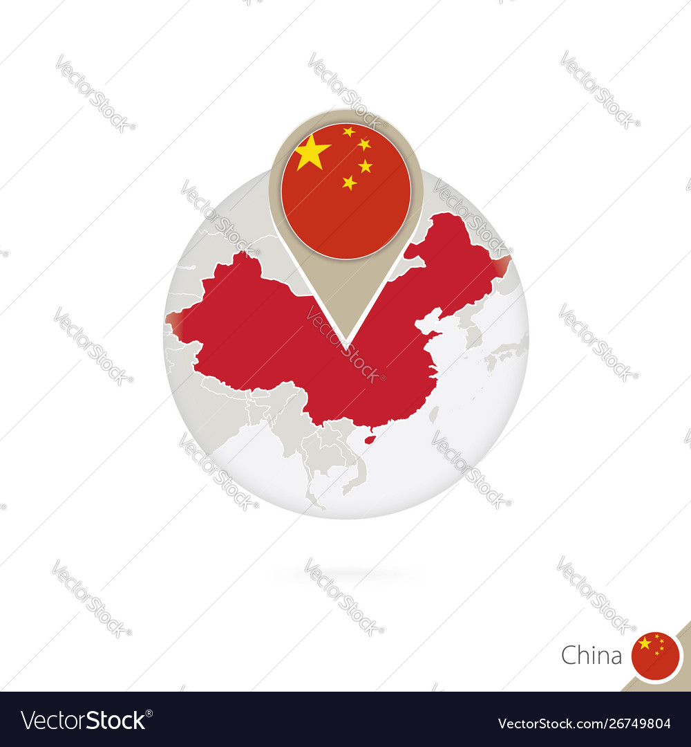 China map and flag in circle
