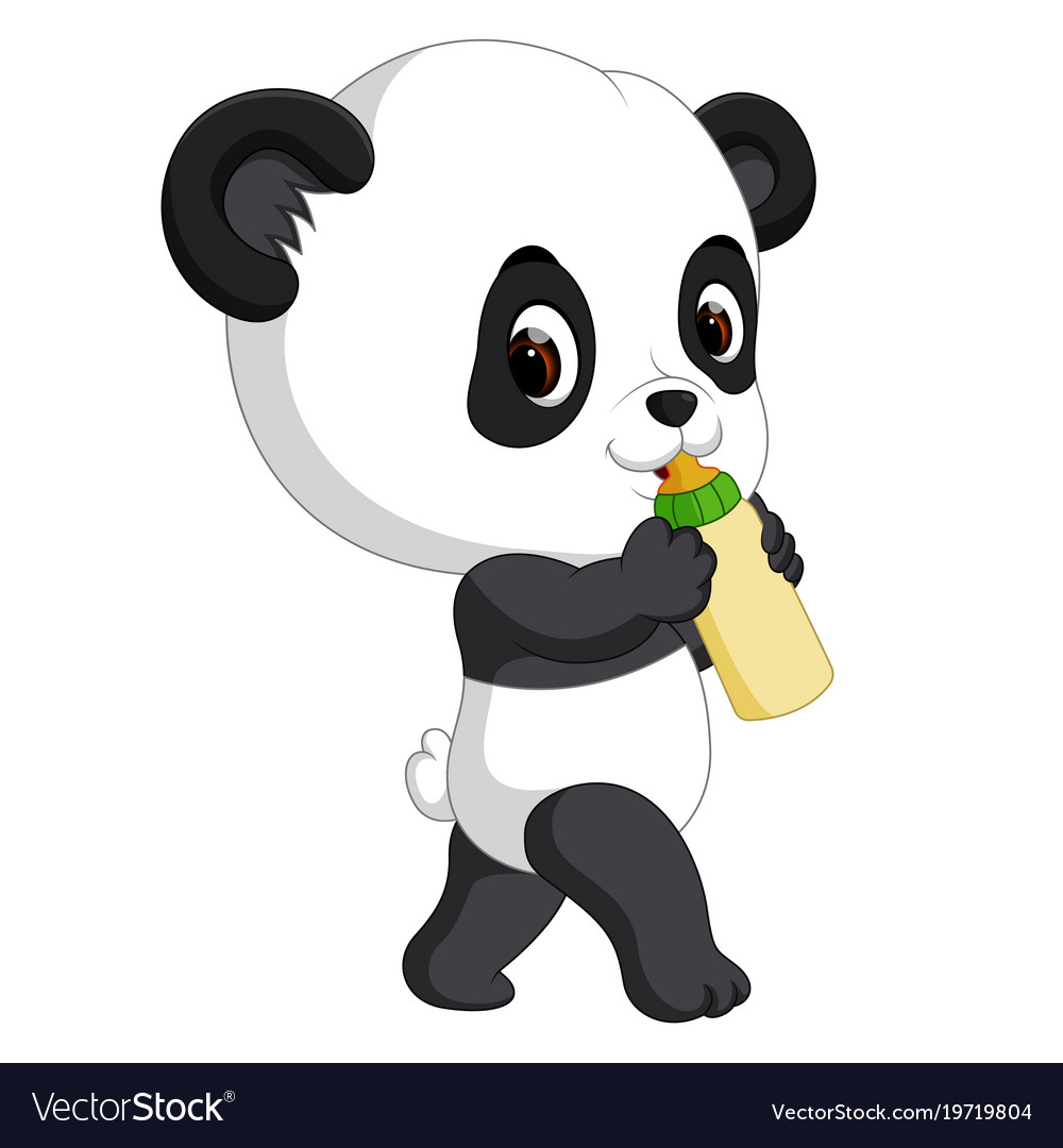 Cute baby panda holding bottle Royalty Free Vector Image