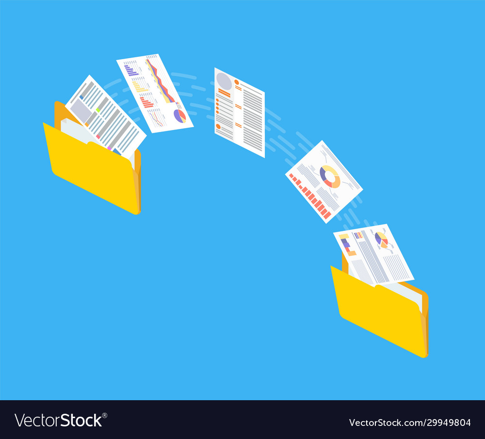 Files transfer documents management vector image Files transfer documents management