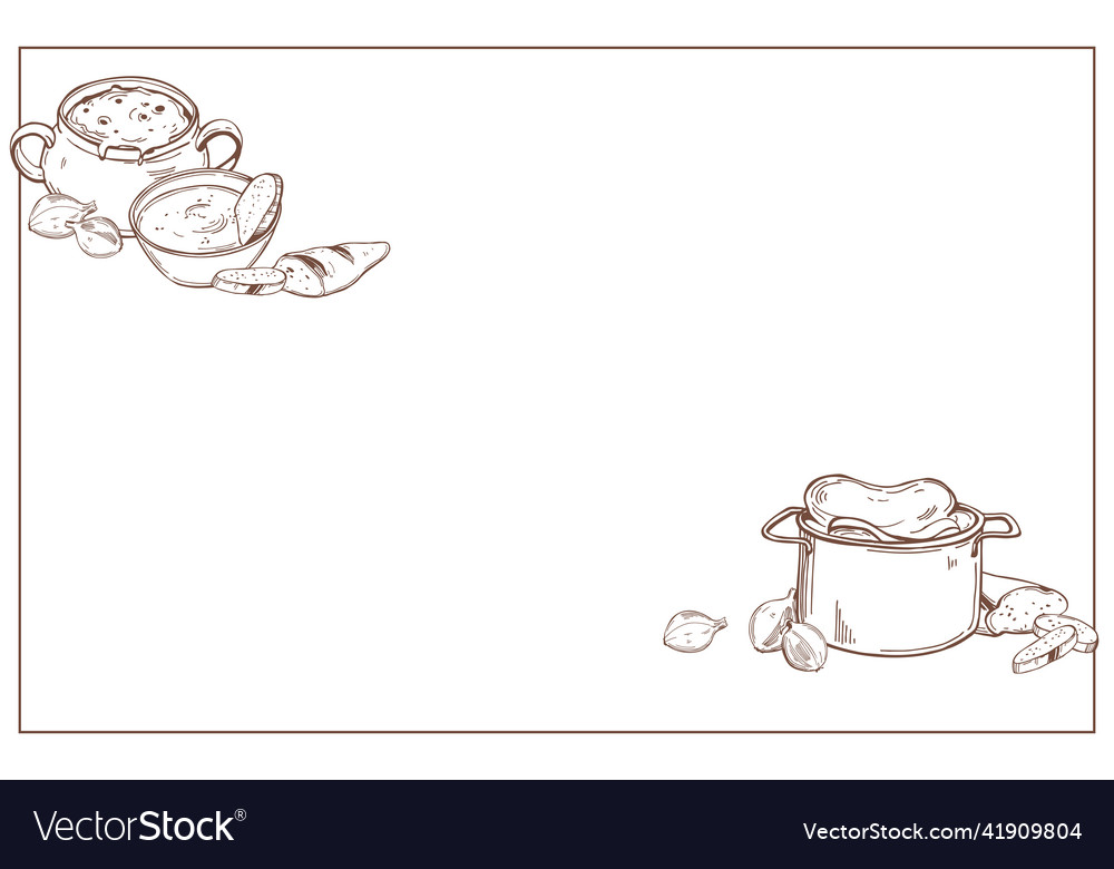 French onion soup set background Royalty Free Vector Image