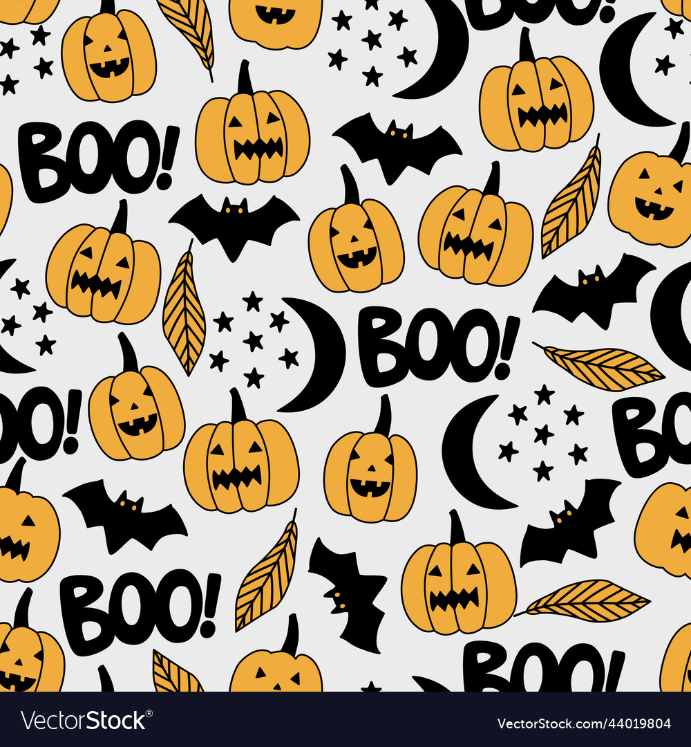 Halloween seamless pattern with symbols vector image Halloween seamless pattern with symbols