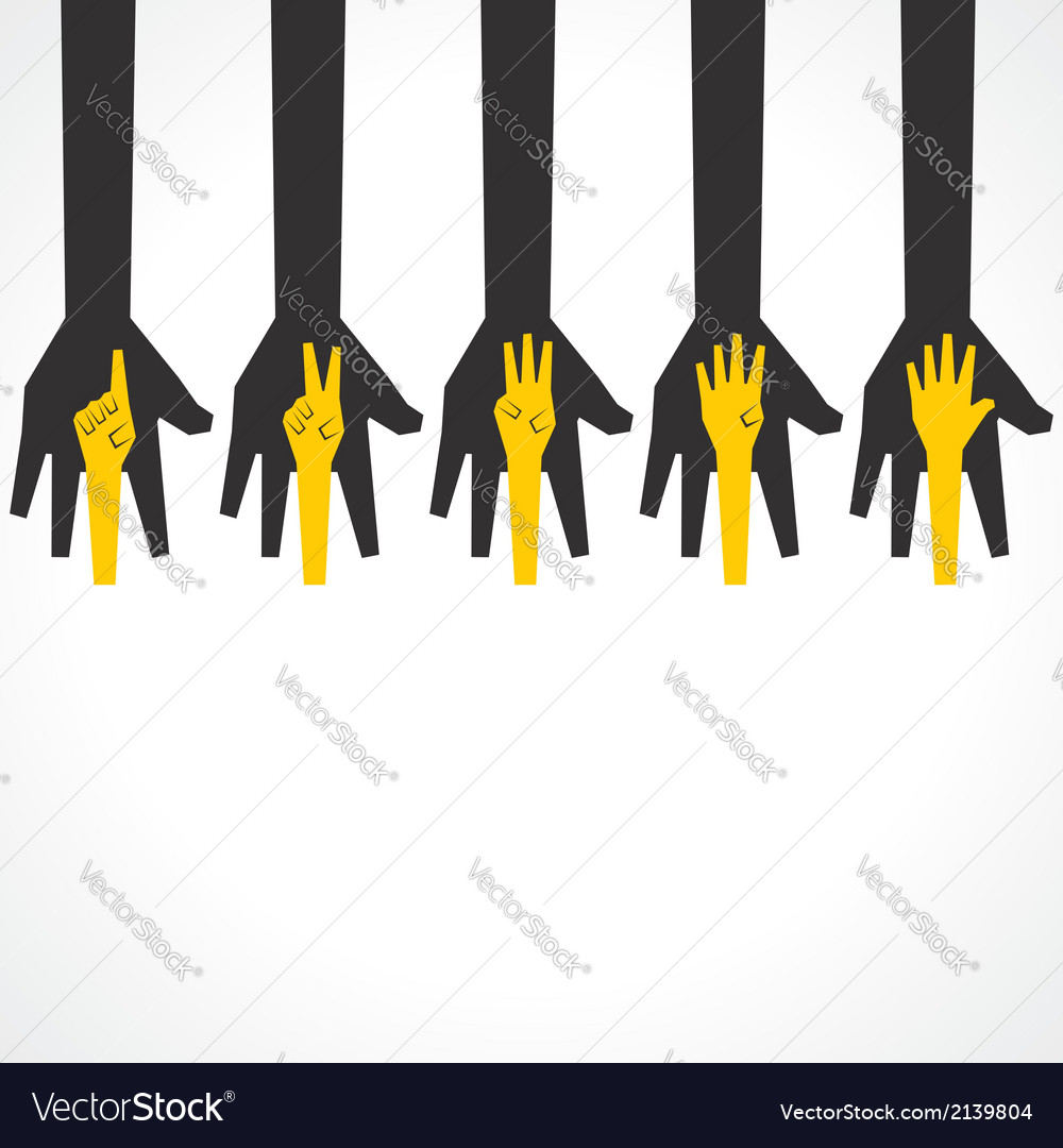 Hands make number one to five with copy-space