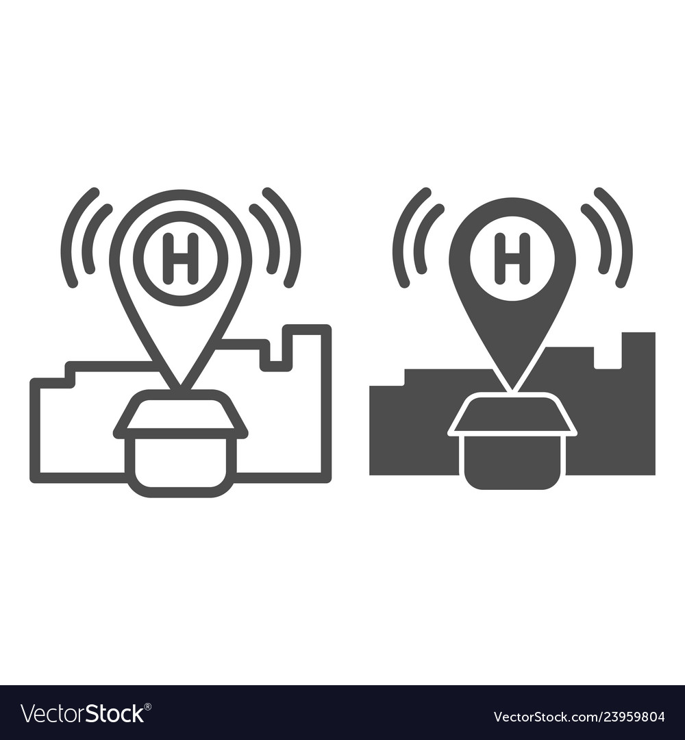Hotel location line and glyph icon map pin vector image Hotel location line and glyph icon map pin