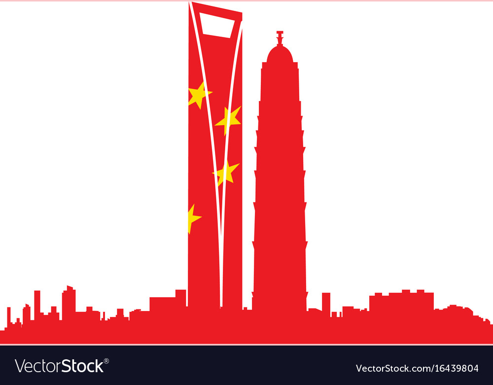 Isolated cityscape of shanghai Royalty Free Vector Image