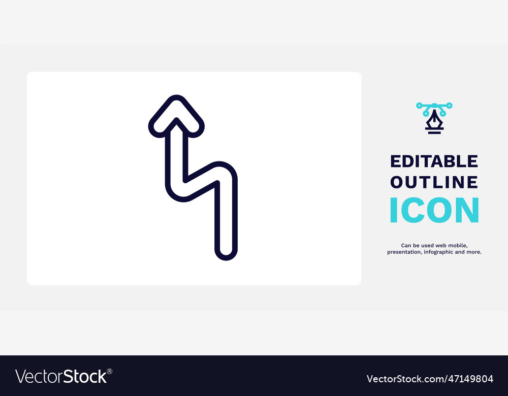 Left reverse curve icon thin line vector image Left reverse curve icon thin line