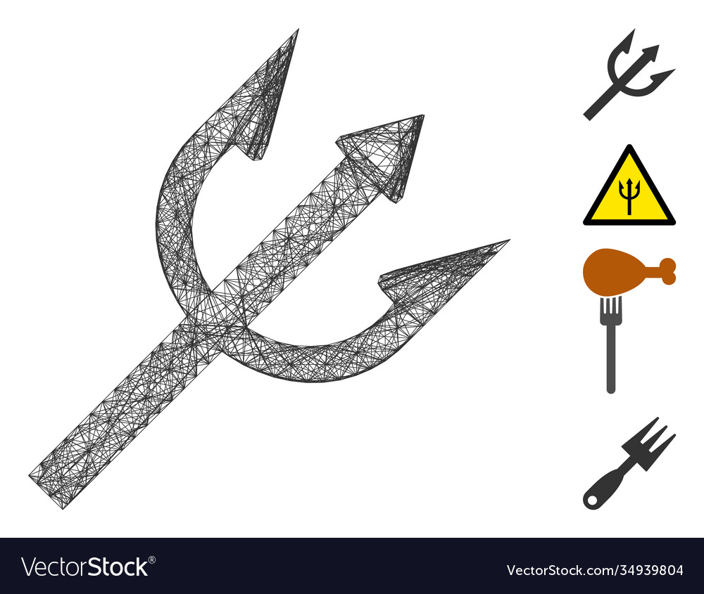 Linear trident fork mesh vector image Linear trident fork mesh