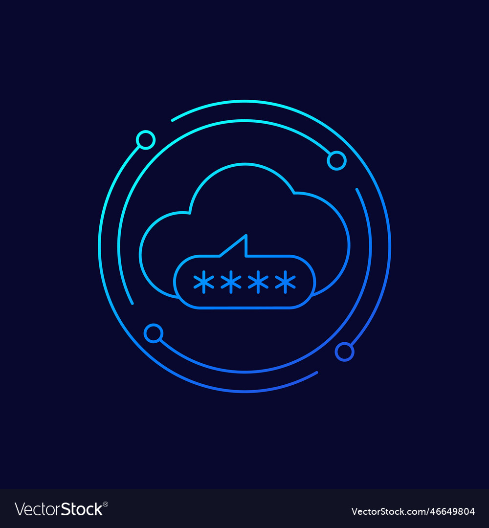 Password access to a cloud icon linear design