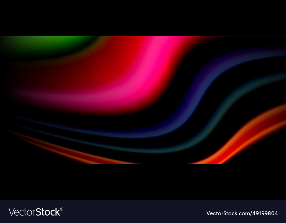 Rainbow color wave lines on black techno