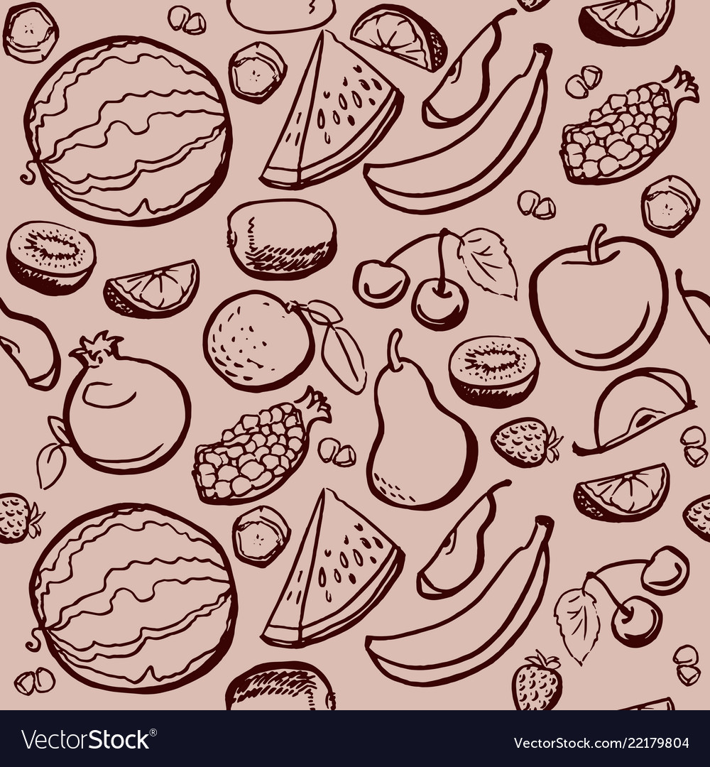 Seamless pattern with fruits