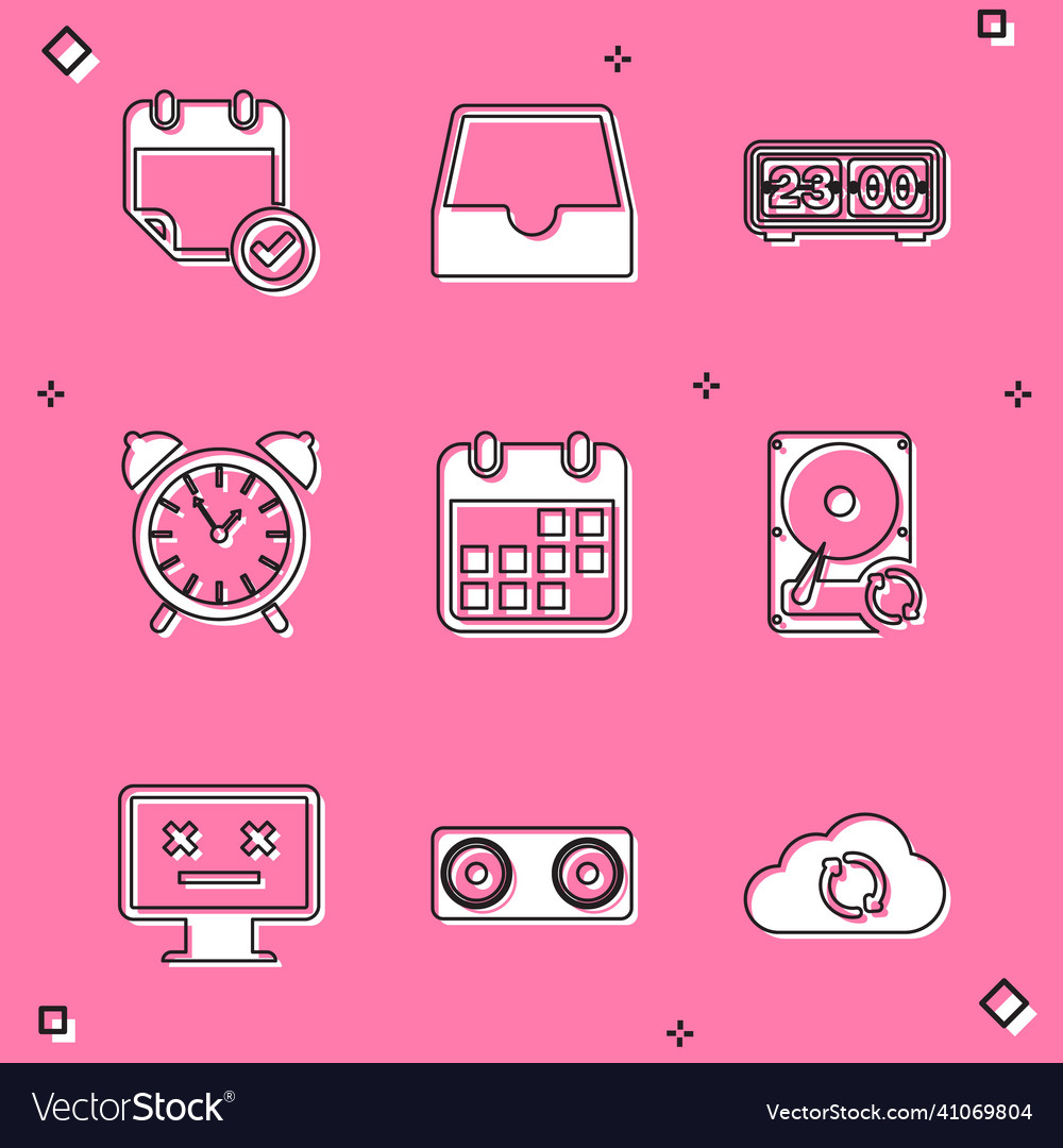 Set calendar with check mark social media inbox