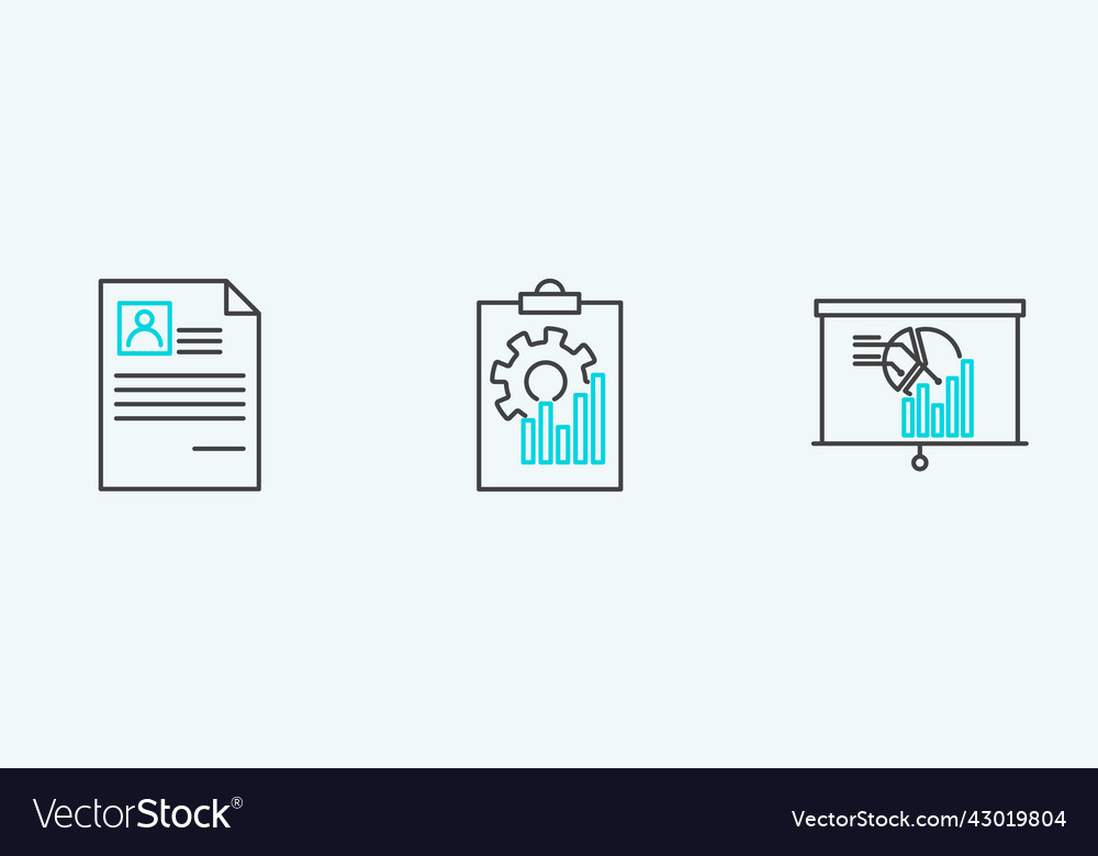 Set line board with graph chart resume vector image Set line board with graph chart resume