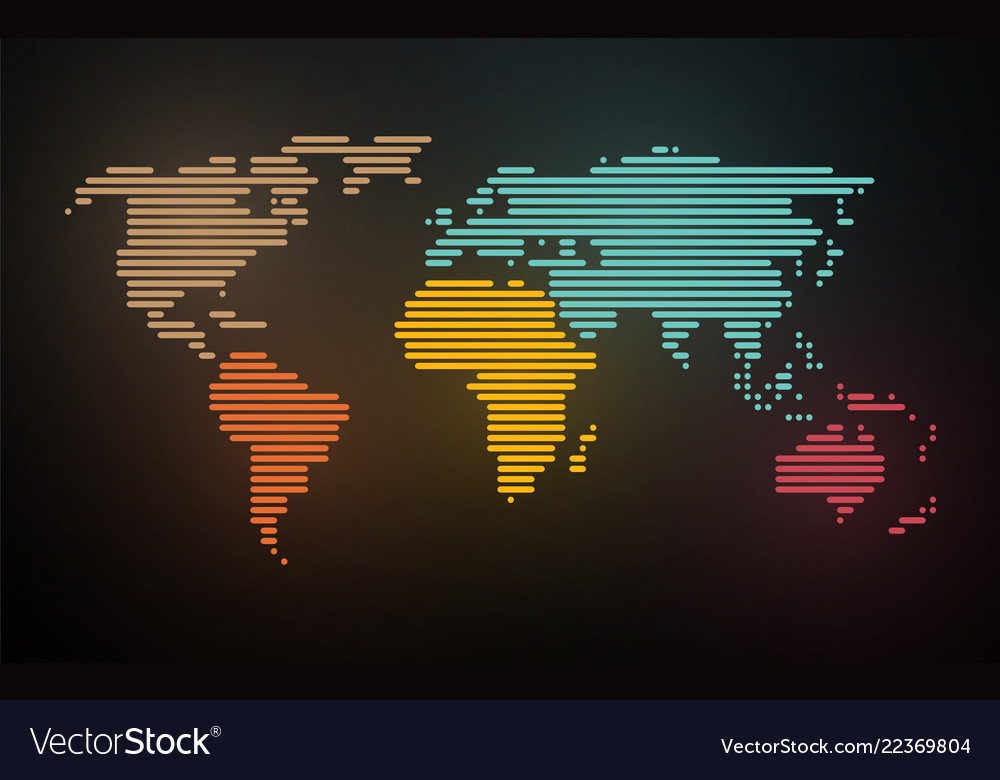 Simple map of the world created lines on blurred vector image Simple map of the world created lines on blurred