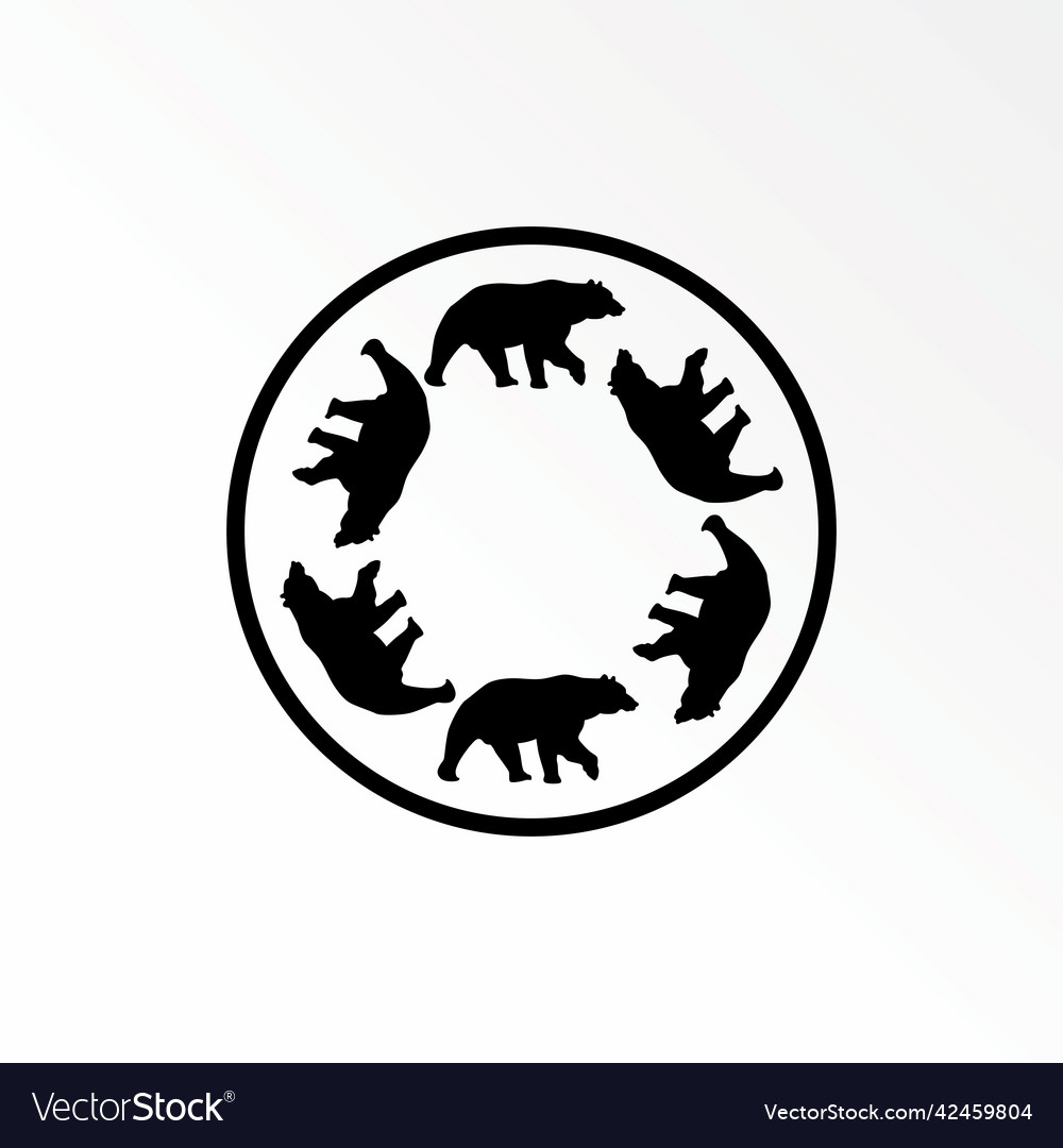 Six bears which is running round line circle image vector image Six bears which is running round line circle image