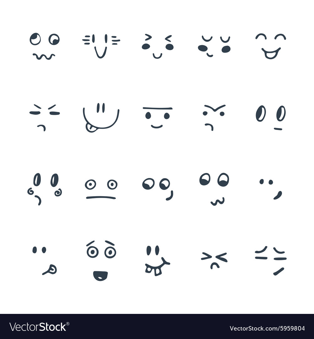 Sketched facial expressions set of hand drawn Vector Image