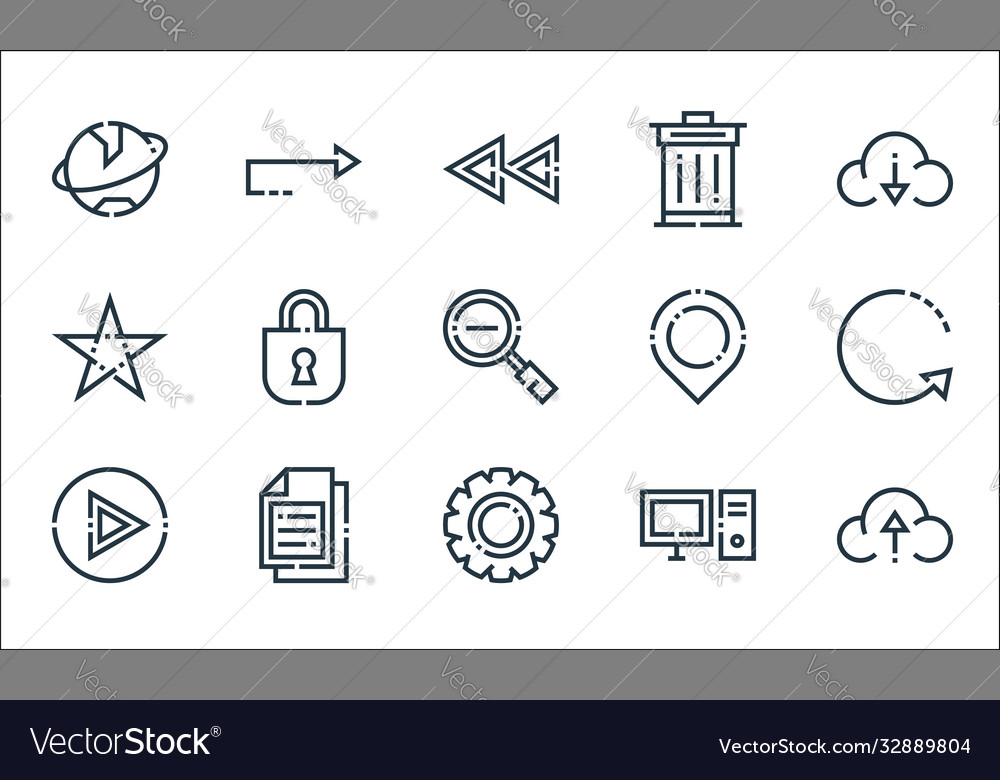 Web essentials line icons linear set quality vector image Web essentials line icons linear set quality