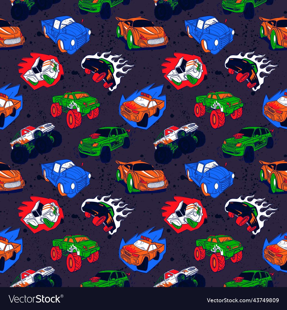 Abstract seamless cars pattern for boy