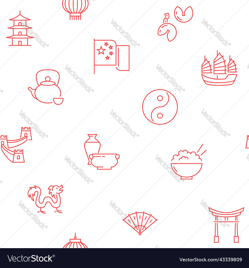 China seamless pattern in line style vector image China seamless pattern in line style