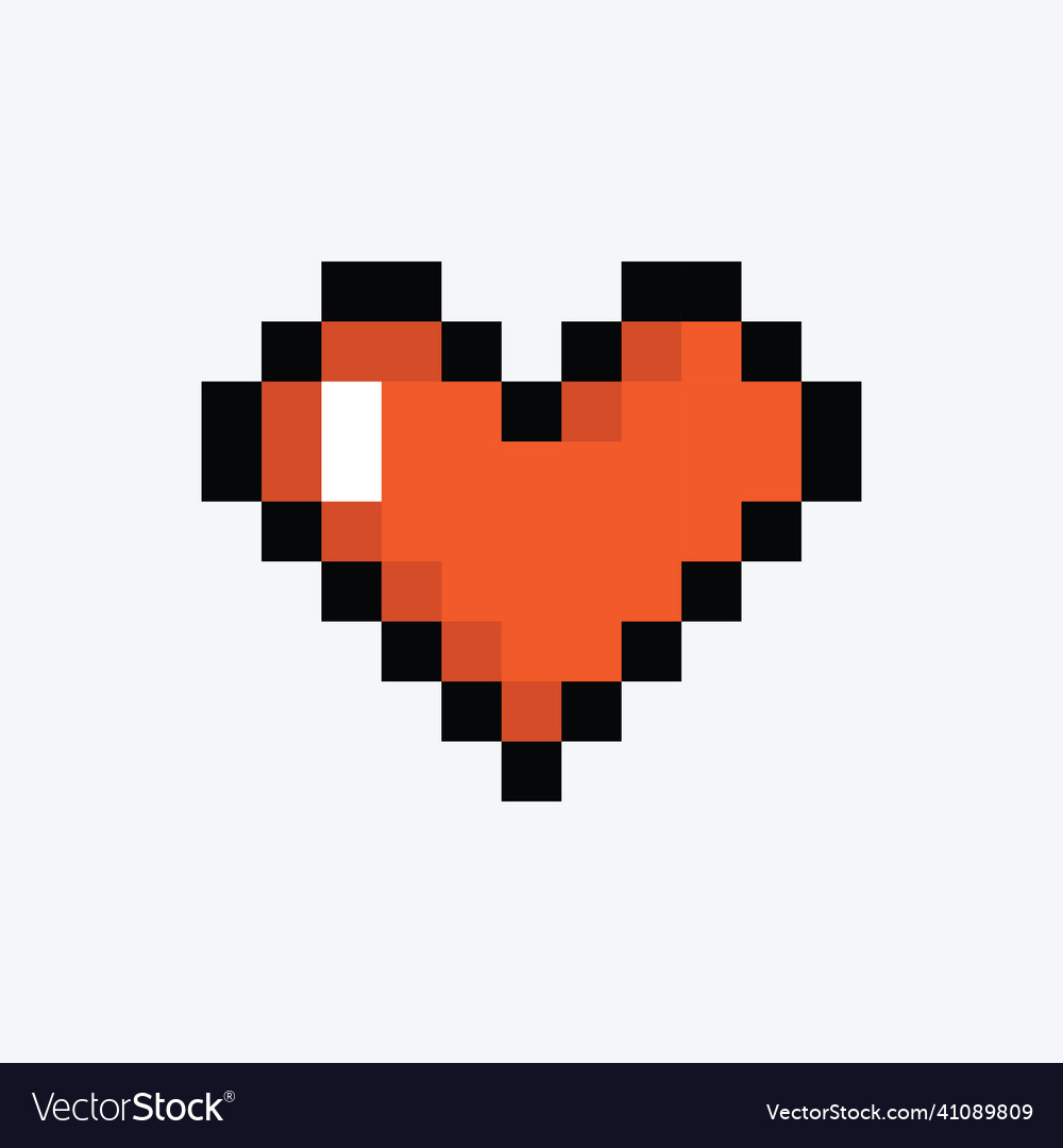 Cute red heart pixel art 8 bit game Royalty Free Vector