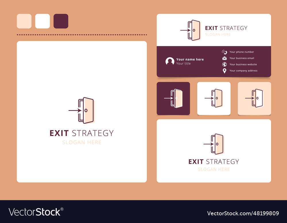 Exit strategy logo design with editable slogan vector image Exit strategy logo design with editable slogan
