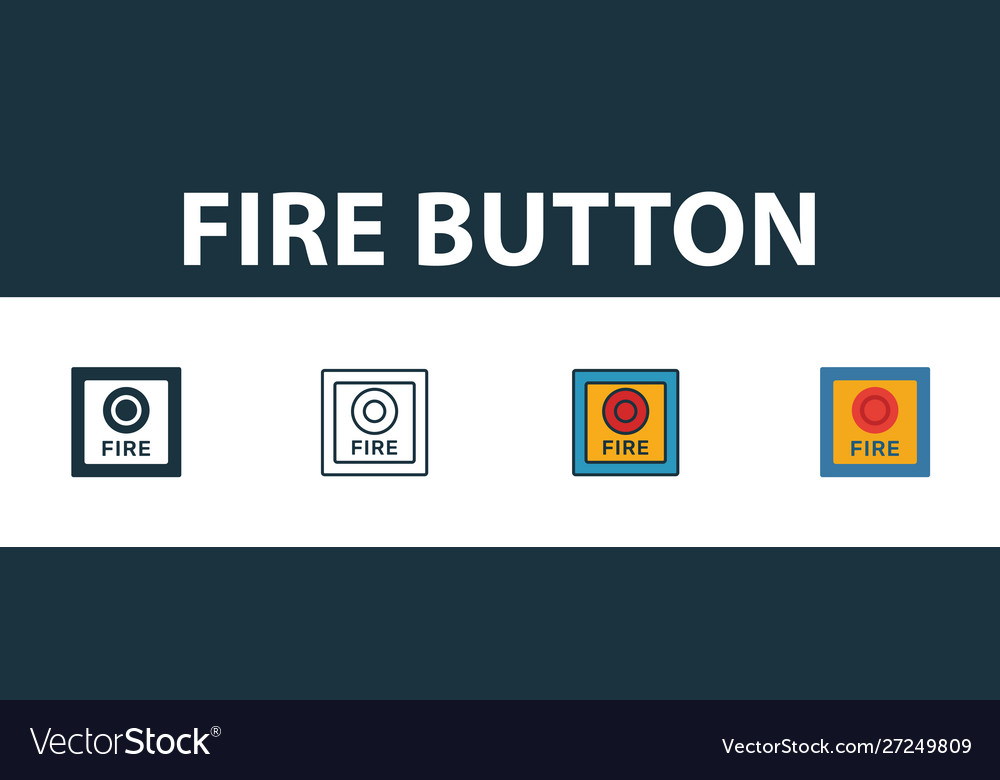 Fire button icon set premium symbol in different vector image Fire button icon set premium symbol in different