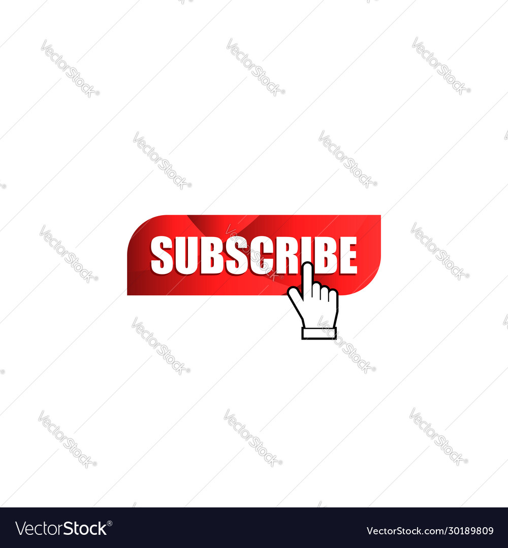 Graphic subscribe red button with hand pointer vector image Graphic subscribe red button with hand pointer