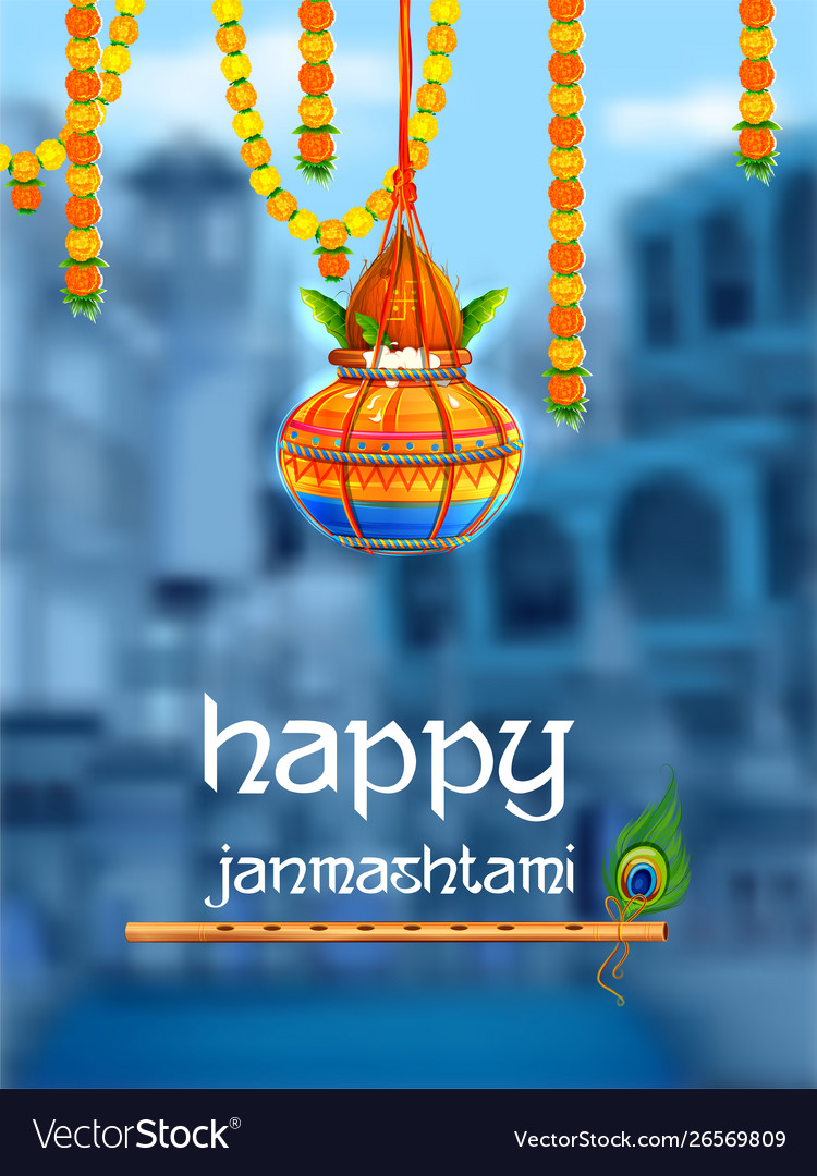 Happy janmashtami festival background india Vector Image