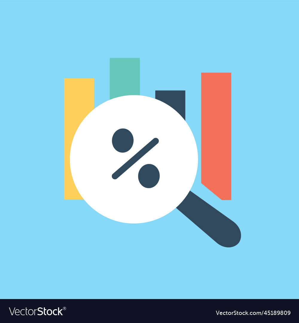 Loupe with graphs icon vector image Loupe with graphs icon