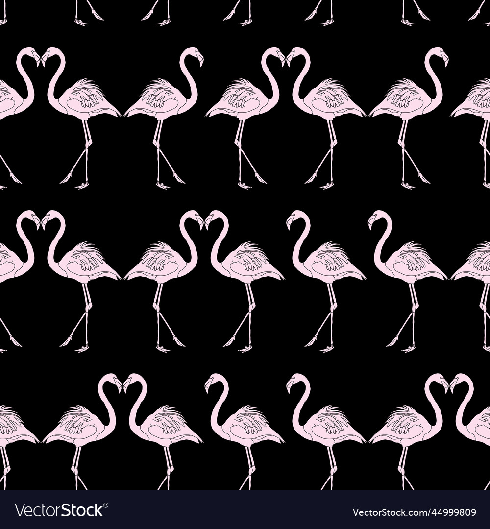 Pink flamingo black pattern