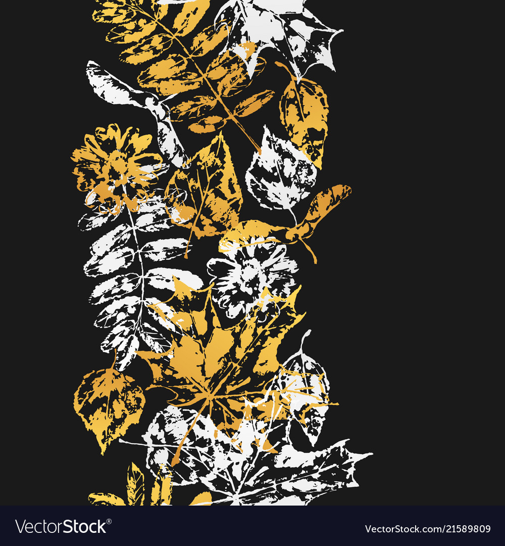 Seamless pattern with printed leaves Vector Image Seamless pattern with printed leaves