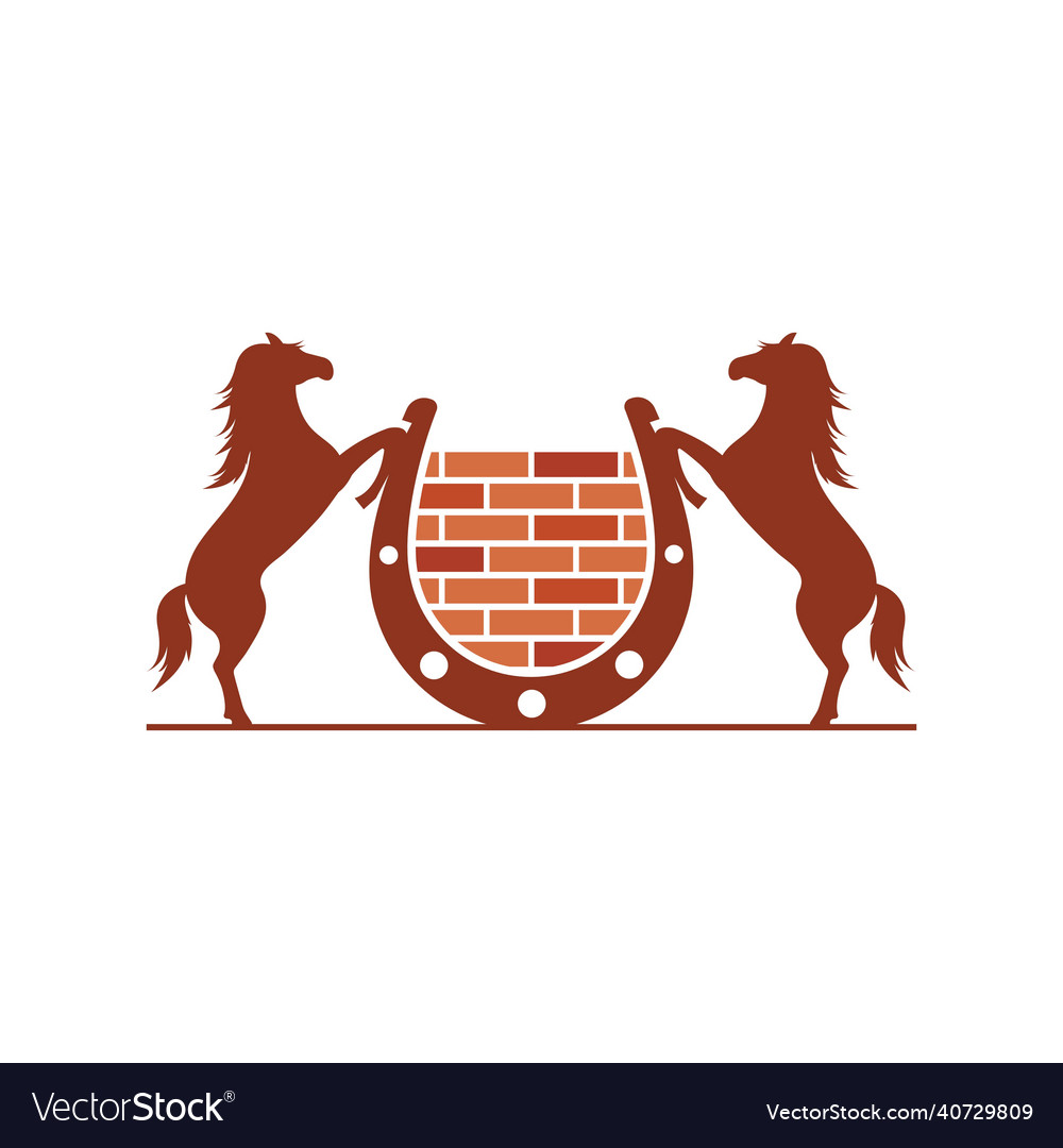 Standing horse with shoe wall brick icon