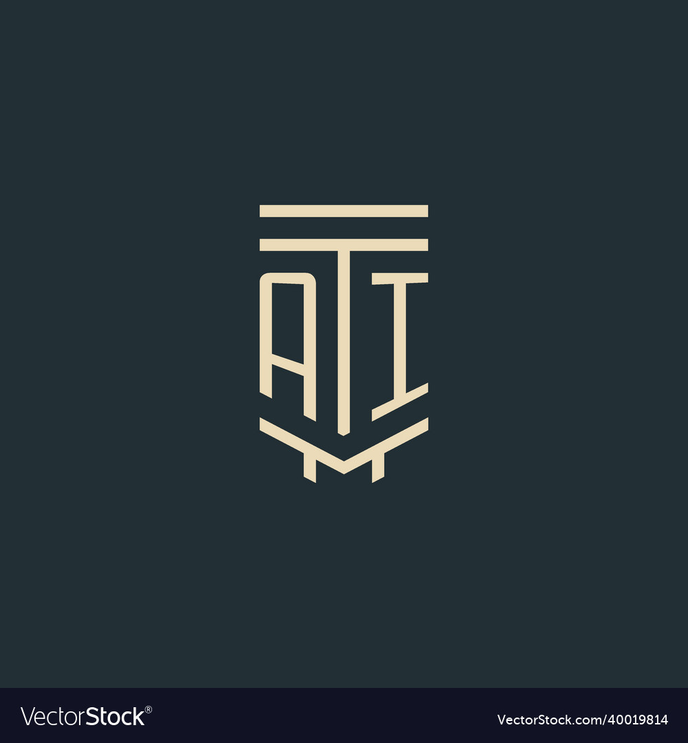 Ai initial monogram with simple line art pillar Vector Image Ai initial monogram with simple line art pillar