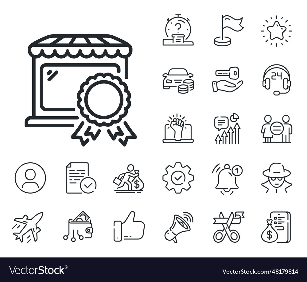 Best market line icon certified store sign vector image Best market line icon certified store sign
