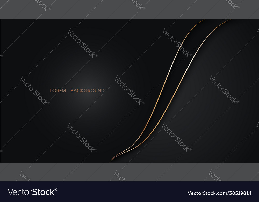 Black abstract background and curve golden lines
