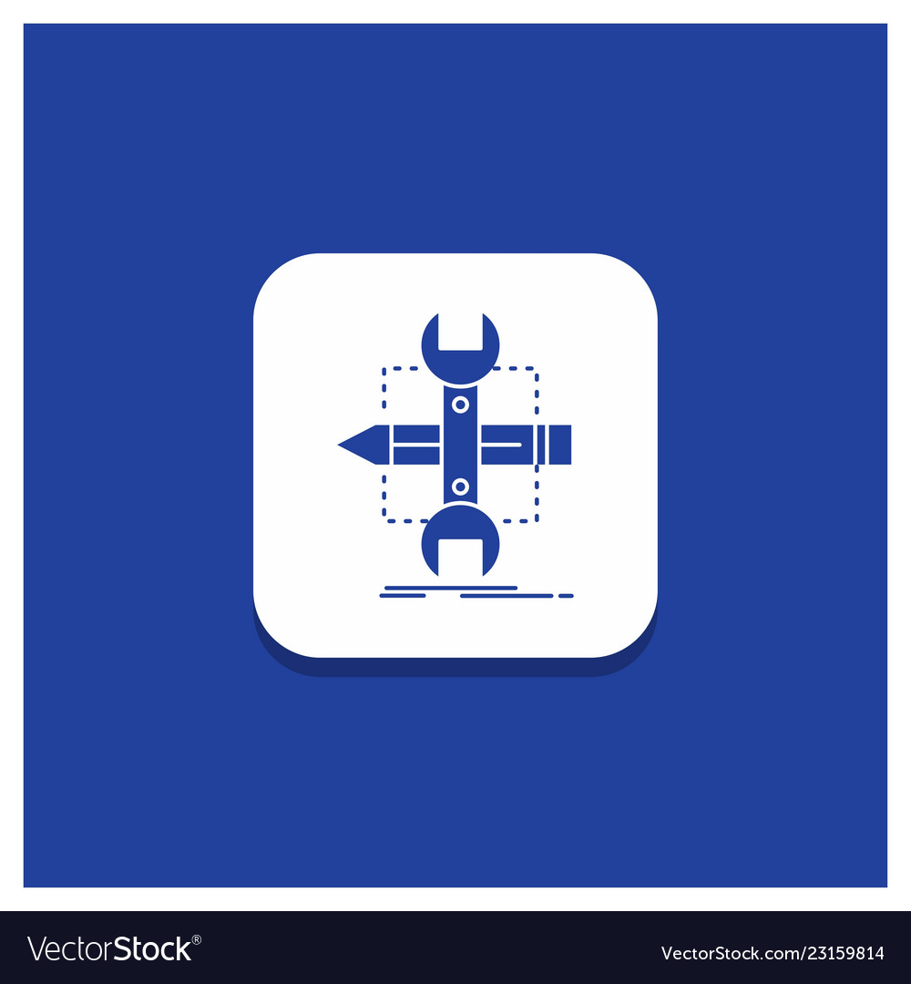 Blue round button for build design develop sketch