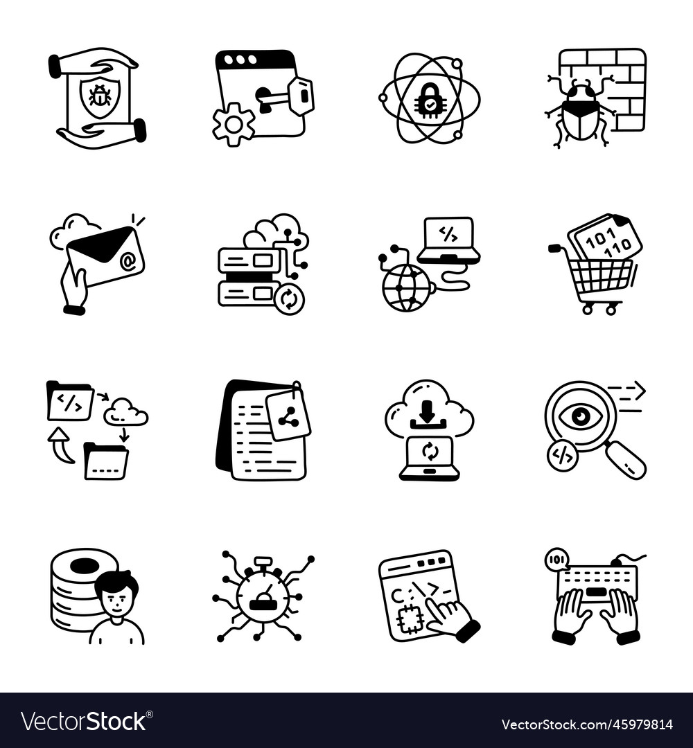 Bundle of 16 data monitoring and security doodles