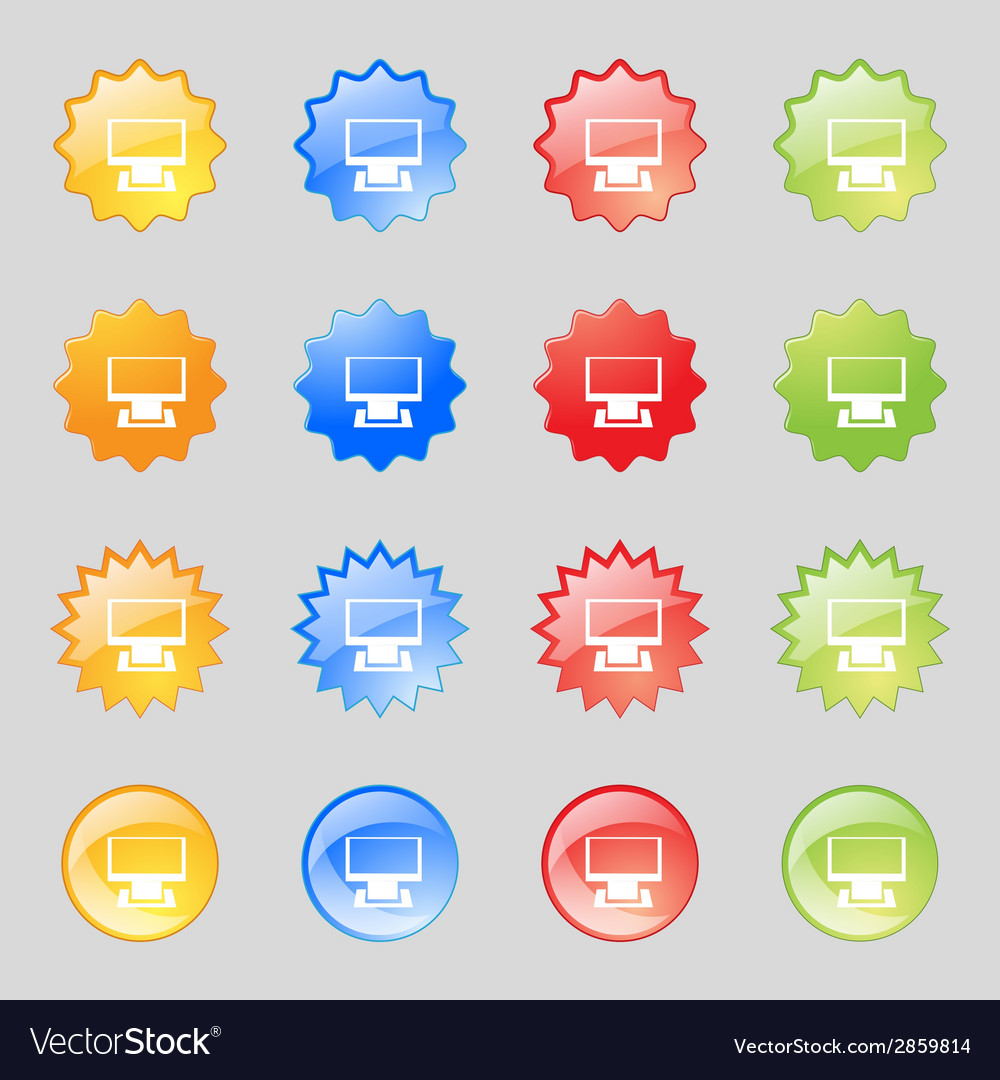 Computer widescreen monitor sign icon set Vector Image