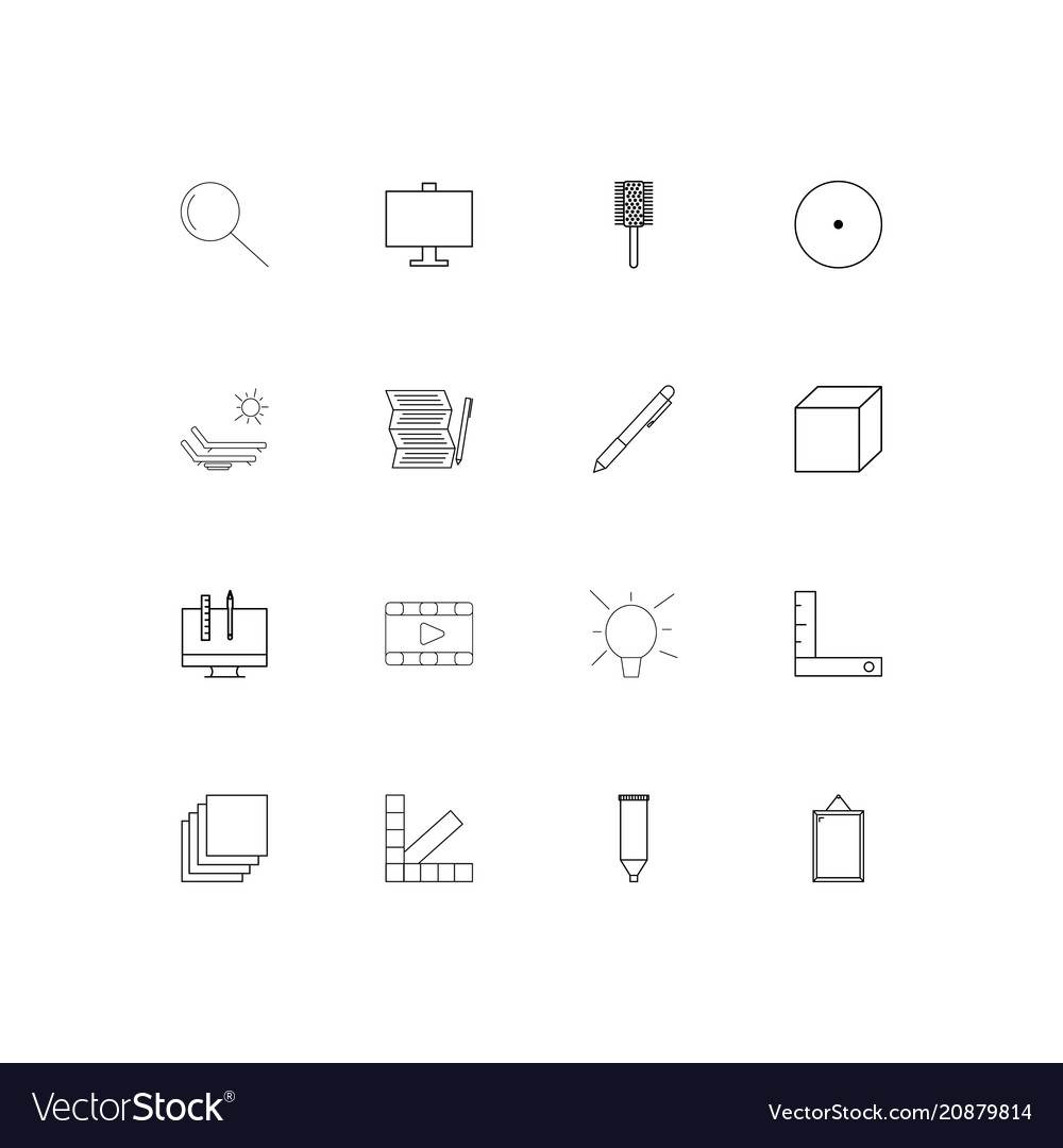 Creative process and design linear thin icons set