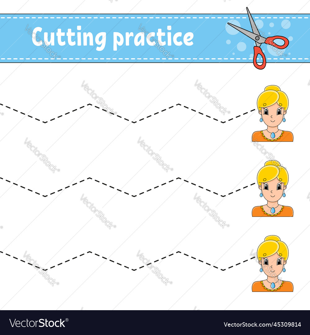 Cutting practice for kids education developing Vector Image