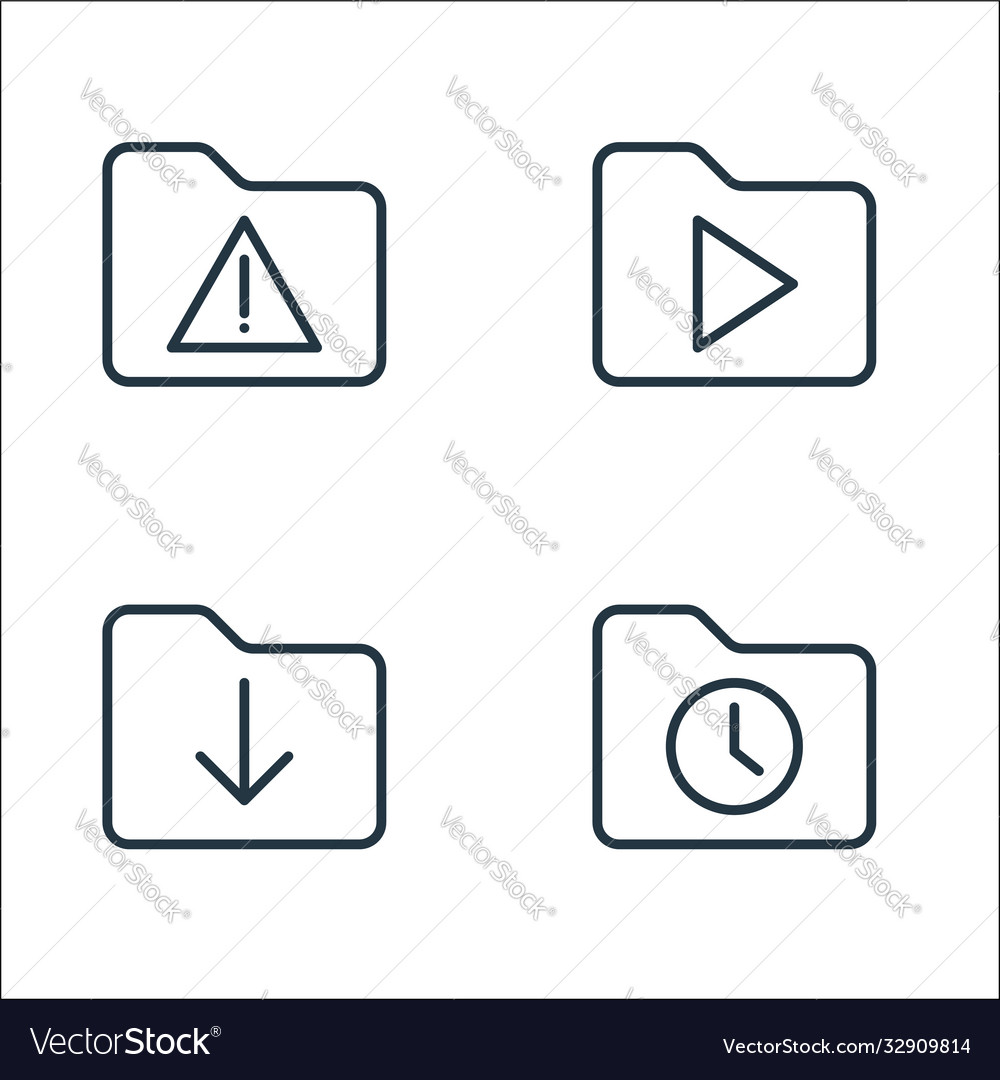 Folder line icons linear set quality Vector Image Folder line icons linear set quality