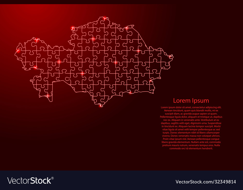 Kazakhstan map from red pattern composed puzzles