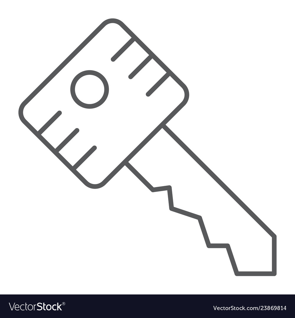 Key thin line icon security and lock unlock sign