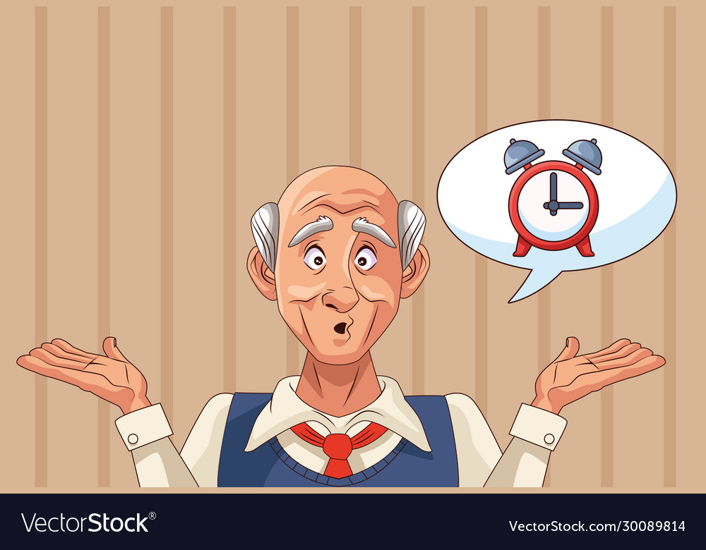 Old man patient alzheimer disease with alarm